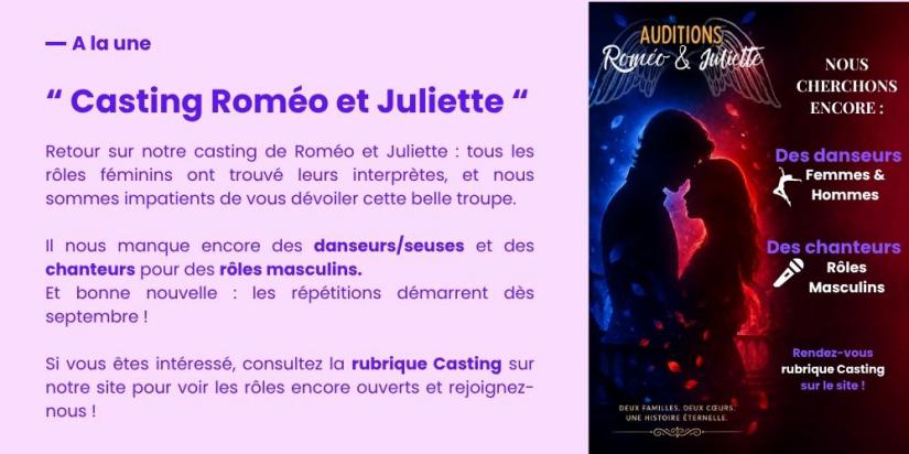 A la une ! Casting Roméo &#38; Juliette